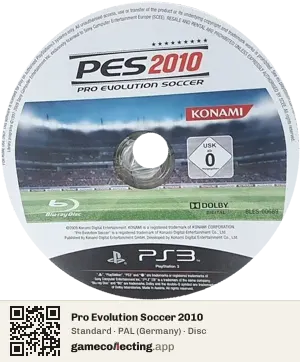 Pro Evolution Soccer 2010 PlayStation 3, PAL disc