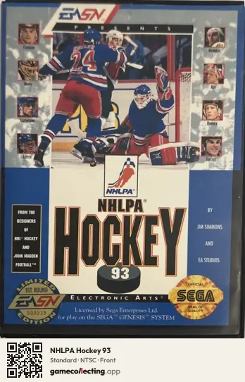 NHLPA Hockey 93 Sega Mega Drive / Genesis, NTSC box front
