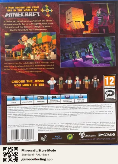 Minecraft: Story Mode PlayStation 4, PAL box back