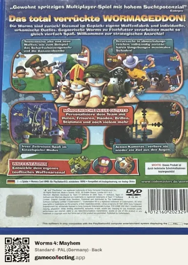 Worms 4: Mayhem PlayStation 2, Germany box back