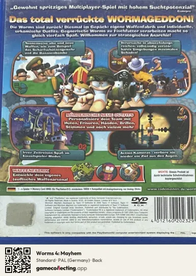 Worms 4: Mayhem PlayStation 2, Germany box back