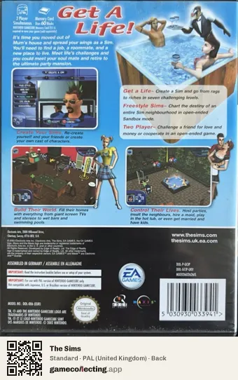The Sims Nintendo GameCube, United Kingdom box back