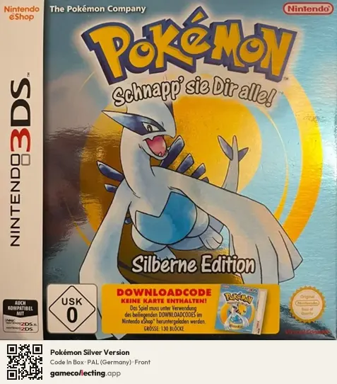 Pokémon Silver Version Nintendo 3DS, Germany box front