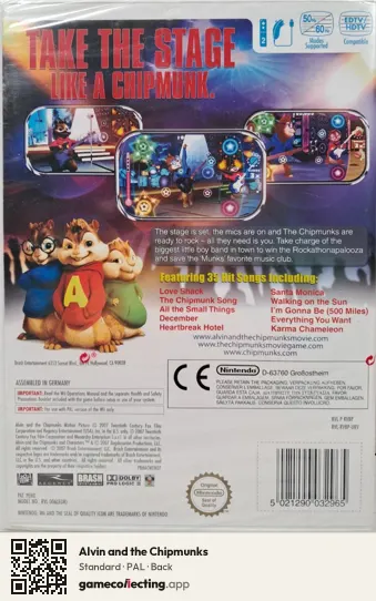 Alvin and the Chipmunks Nintendo Wii, PAL box back