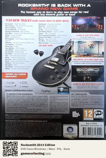 Rocksmith 2014 Edition Computer, PAL box back