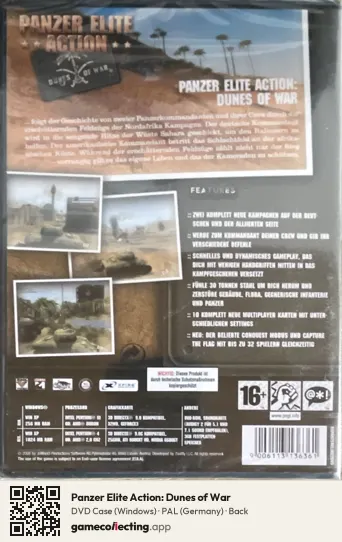 Panzer Elite Action: Dunes of War Computer, Germany box back