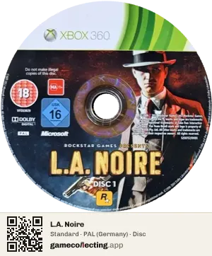 L.A. Noire Xbox 360, PAL disc