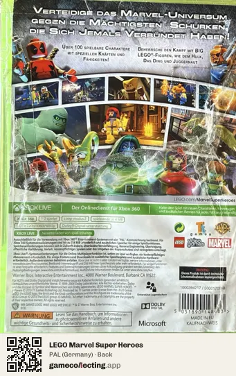 LEGO Marvel Super Heroes Xbox 360, Germany box back