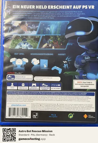 Astro Bot Rescue Mission PlayStation 4, Germany box back