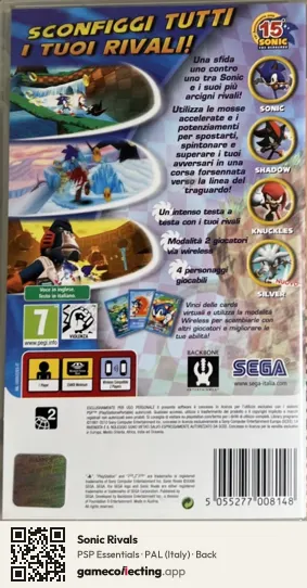 Sonic Rivals PlayStation Portable, Italy box back