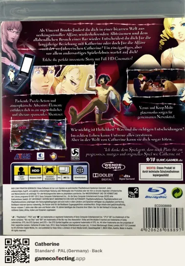 Catherine PlayStation 3, Germany box back