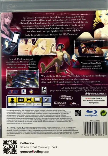 Catherine PlayStation 3, Germany box back