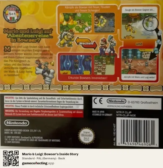 Mario & Luigi: Bowser's Inside Story Nintendo DS, Germany box back