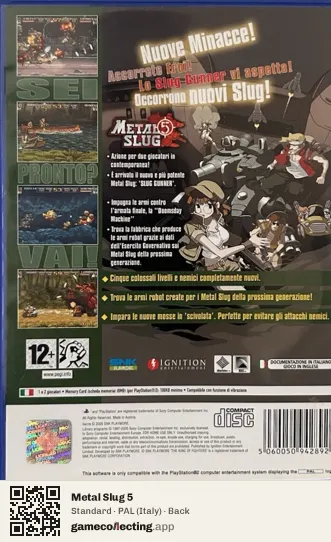 Metal Slug 5 PlayStation 2, Italy box back