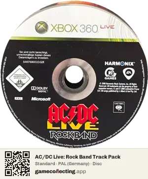 AC/DC Live: Rock Band Track Pack Xbox 360, PAL disc