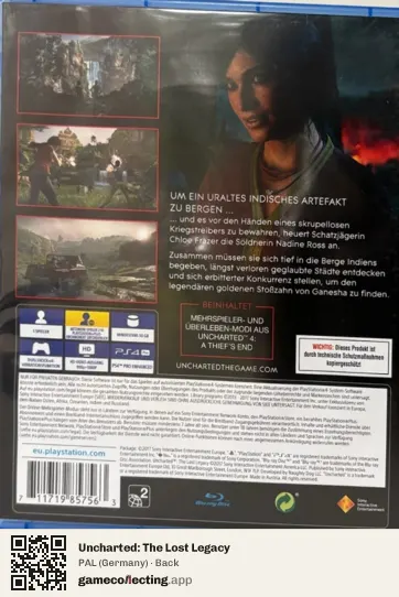 Uncharted: The Lost Legacy PlayStation 4, Germany box back