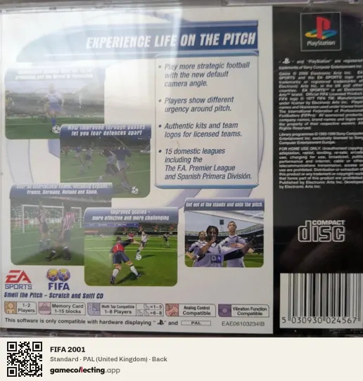 FIFA 2001 PlayStation, United Kingdom box back