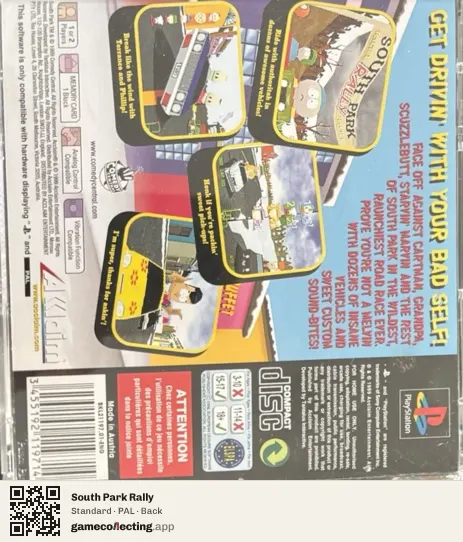 South Park Rally PlayStation, PAL box back
