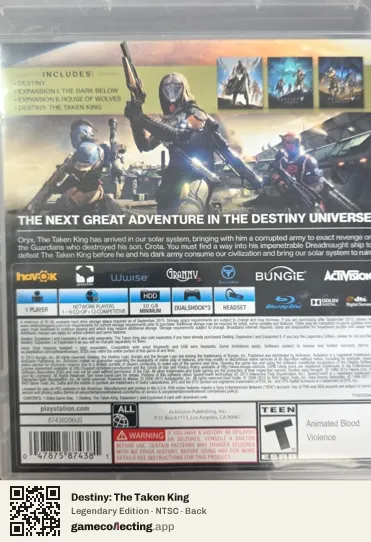 Destiny: The Taken King PlayStation 3, NTSC box back