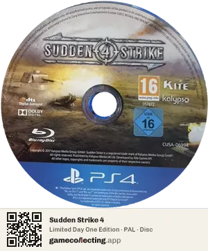 Sudden Strike 4 PlayStation 4, PAL disc