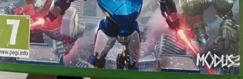 Override: Mech City Brawl, the PEGI square on its front