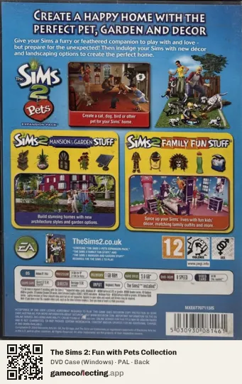 The Sims 2: Fun with Pets Collection Computer, PAL box back