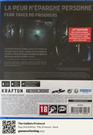 The Callisto Protocol PlayStation 5, France box back