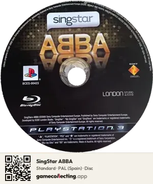 SingStar ABBA PlayStation 3, PAL disc
