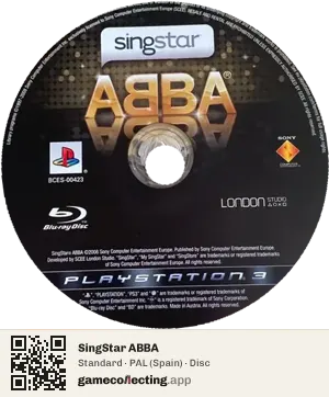 SingStar ABBA PlayStation 3, PAL disc