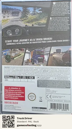 Truck Driver Nintendo Switch, PAL box back