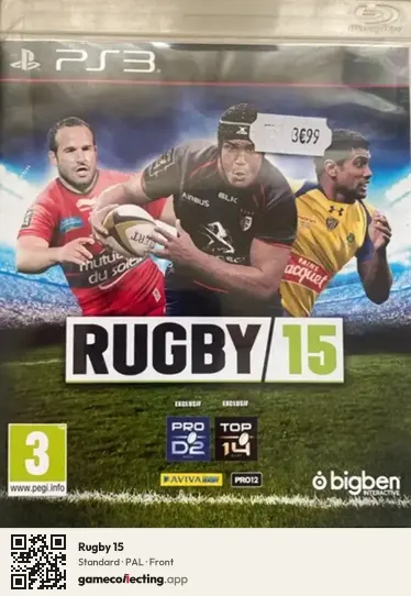 Rugby 15 PlayStation 3, PAL box front