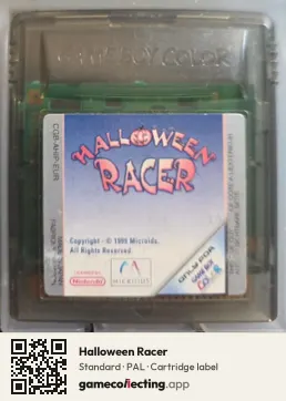 Halloween Racer Game Boy Color, PAL cartridge label
