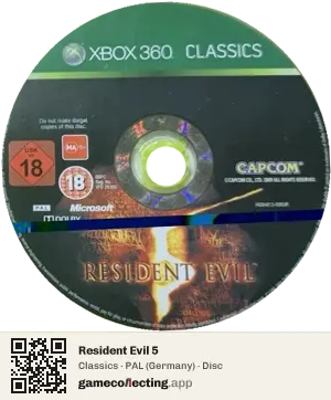 Resident Evil 5 Xbox 360, PAL disc