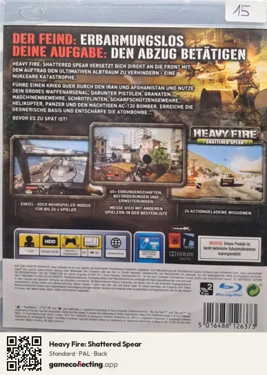 Heavy Fire: Shattered Spear PlayStation 3, PAL box back