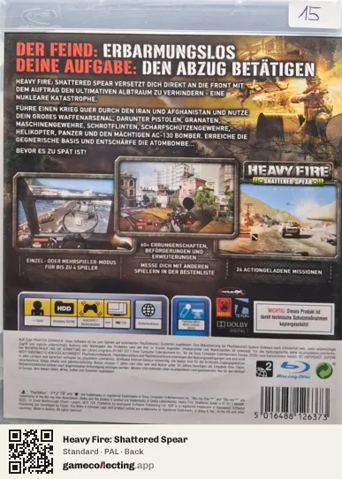 Heavy Fire: Shattered Spear PlayStation 3, PAL box back