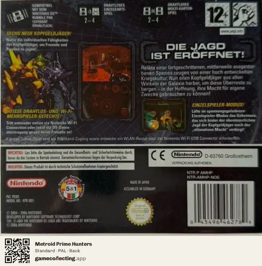 Metroid Prime Hunters Nintendo DS, PAL box back