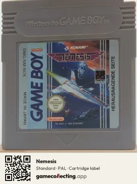 Nemesis Game Boy, PAL cartridge label