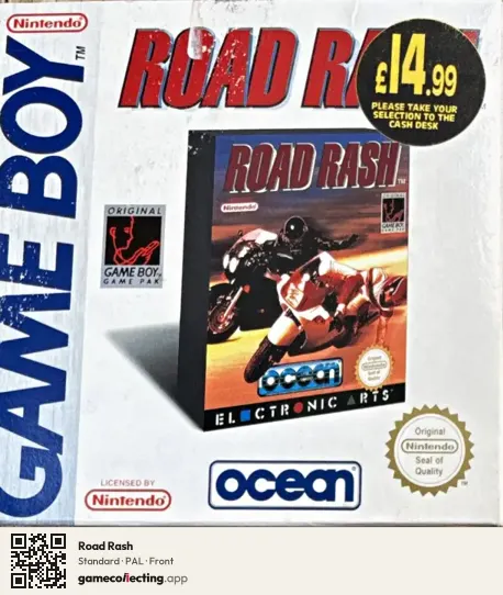 Road Rash Game Boy, PAL box front