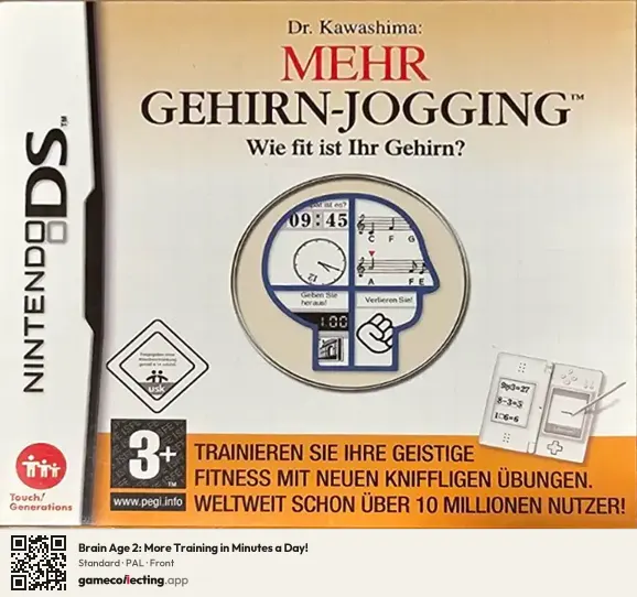 Brain Age 2: More Training in Minutes a Day! Nintendo DS, PAL box front