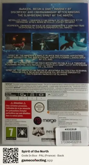 Spirit of the North Nintendo Switch, France box back