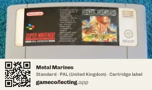 Metal Marines Super Nintendo Entertainment System, PAL cartridge label