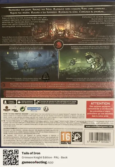 Tails of Iron PlayStation 5, PAL box back