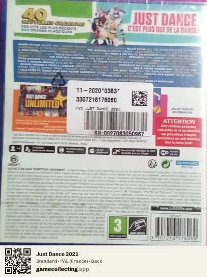 Just Dance 2021 PlayStation 5, France box back