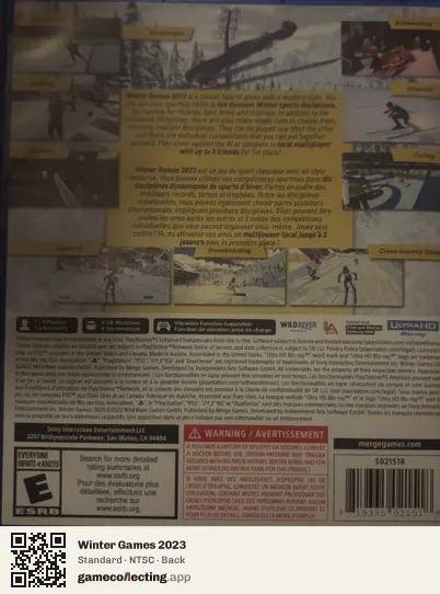 Winter Games 2023 PlayStation 5, NTSC box back