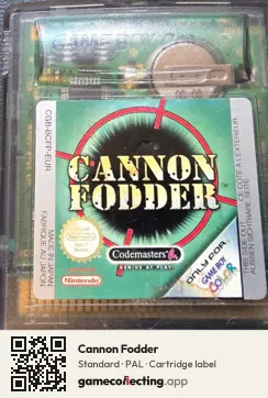 Cannon Fodder Game Boy Color, PAL cartridge label
