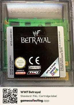 WWF Betrayal Game Boy Color, PAL cartridge label
