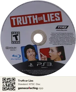 Truth or Lies PlayStation 3, NTSC disc