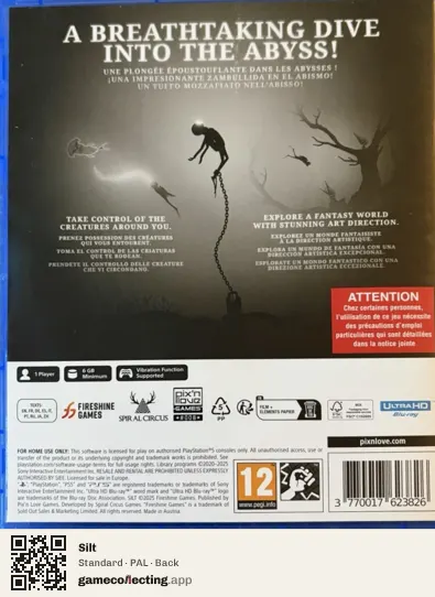 Silt PlayStation 5, PAL box back