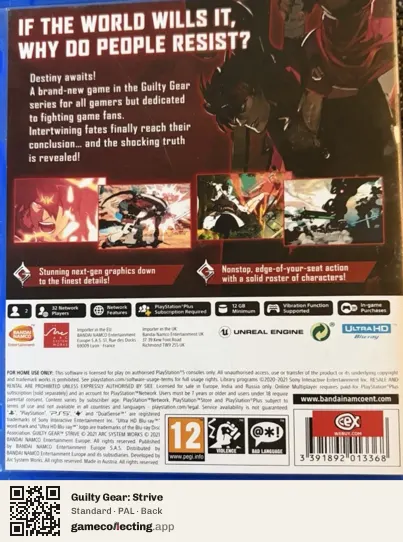 Guilty Gear: Strive PlayStation 5, PAL box back