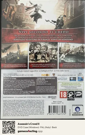 Assassin's Creed II Computer, Italy box back